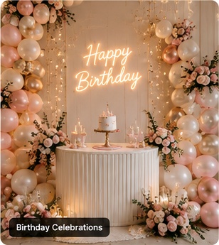 Elegant birthday celebration setup